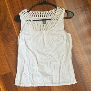 Ann Taylor White Cotton Tank Top